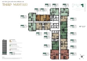 Mặt bằng thiết kế tầng 5 đến tầng 8 toà Mayfair The Cosmopolitan Cổ Loa