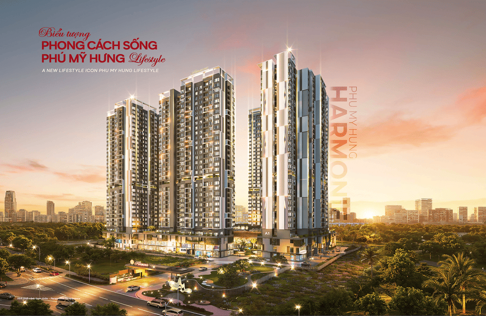 Phối cảnh thiết kế tổng thể Chung cư The Harmonie Bình Dương